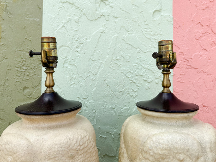 Pair of Cream Parakeet Lamps