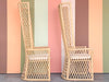 Pair of High Back Rattan Lattice Chairs