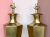 Pair of Etched Brass Chinoiserie Lamps