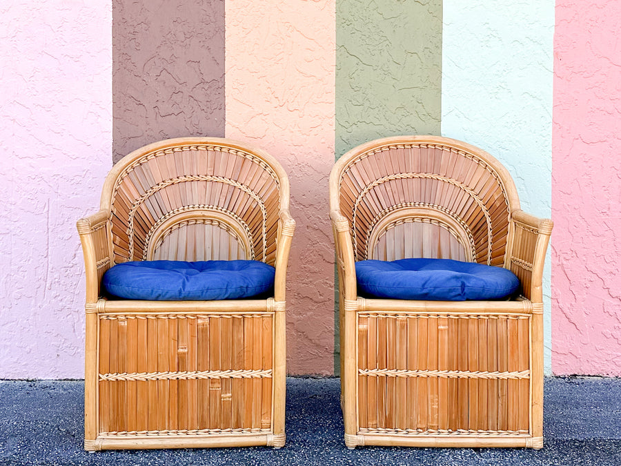 Pair of Island Chic Split Bamboo Lounge Chairs