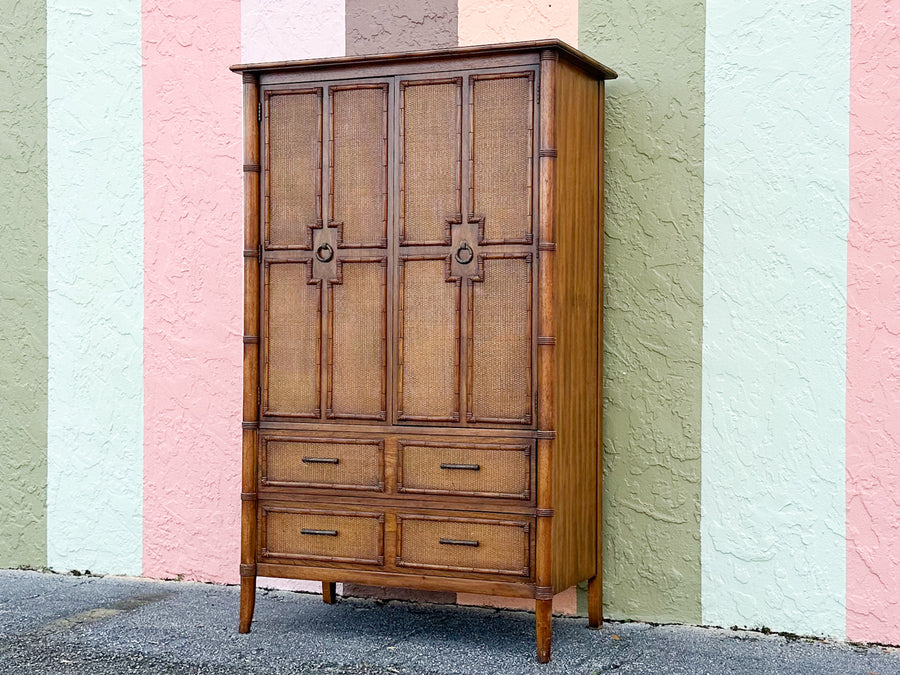 Handsome Faux Bamboo Thomasville Armoire