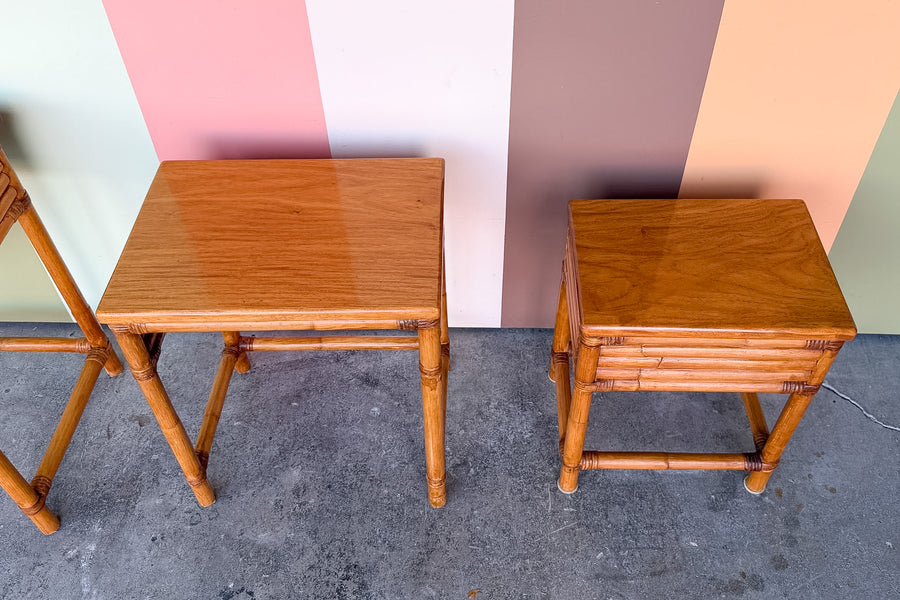 Frankl Style Trio of Rattan Nesting Tables