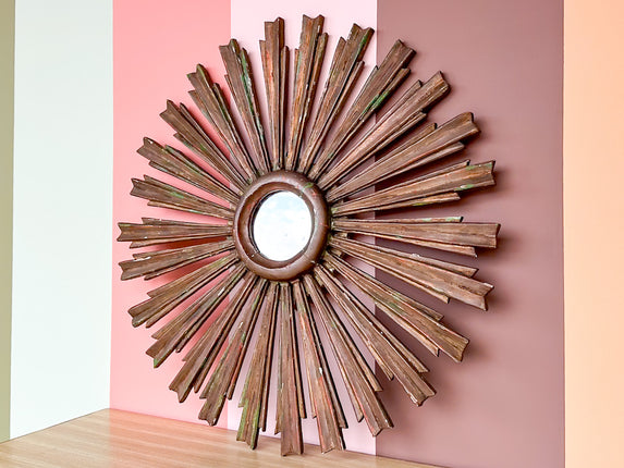 Italian Wood Sunburst Mirror