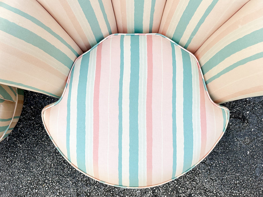 Pair of Cute Striped Upholstered Swivel Chairs