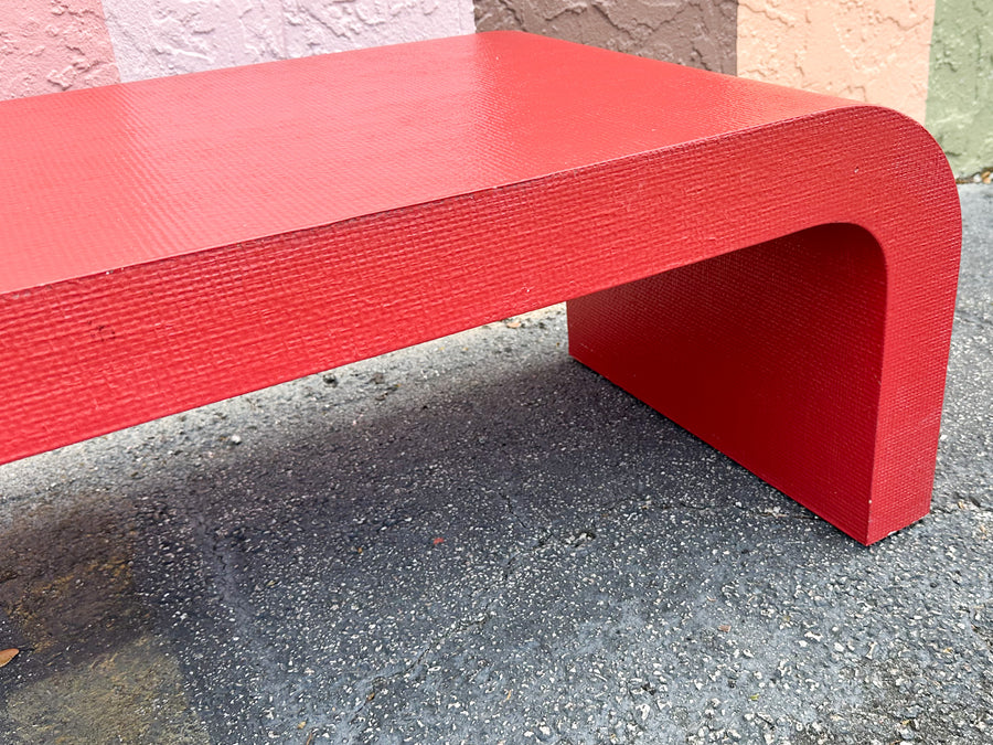 Red Hot Grasscloth Waterfall Coffee Table