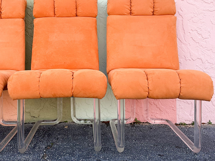 Set of Six Vladimir Kagan Lucite Dining Chairs