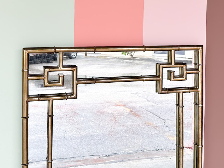 Regency Style Brass Greek Key Mirror