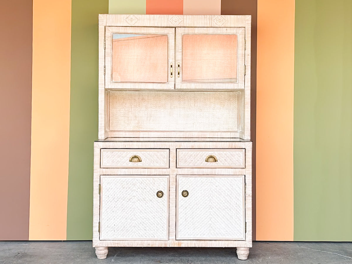 Coastal Rattan Wrapped Hutch