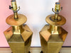 Pair of Etched Brass Chinoiserie Lamps