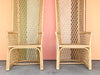 Pair of High Back Rattan Lattice Chairs