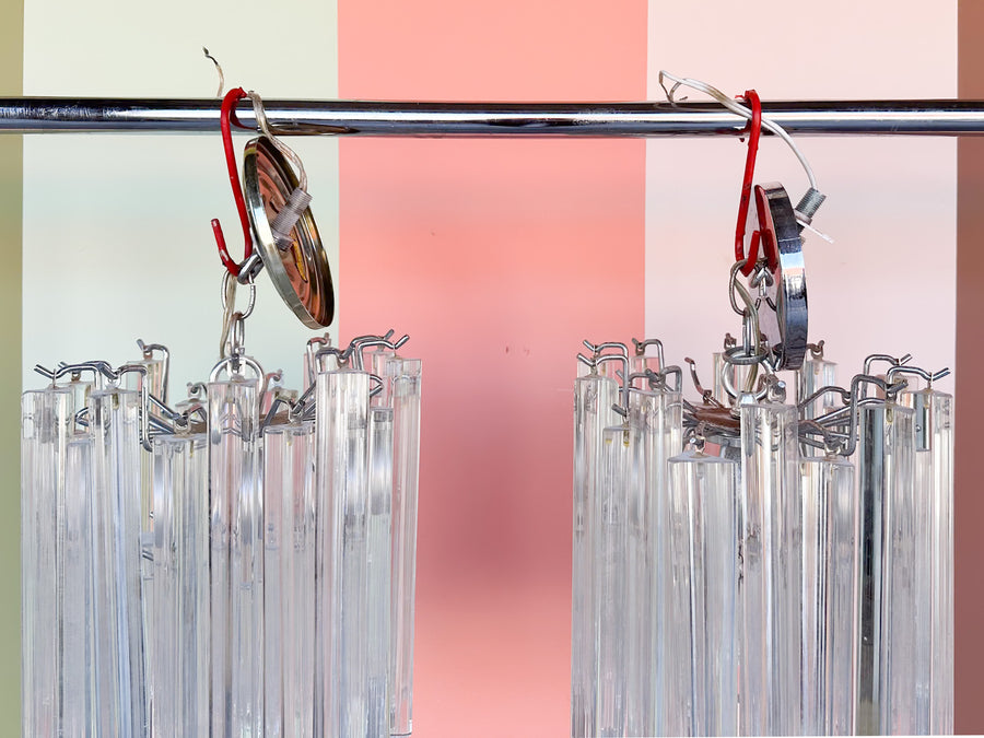 Pair of Murano Prism Glass Chandeliers