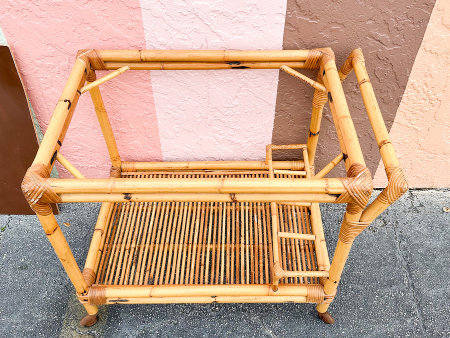 Old Florida Rattan Bar Cart