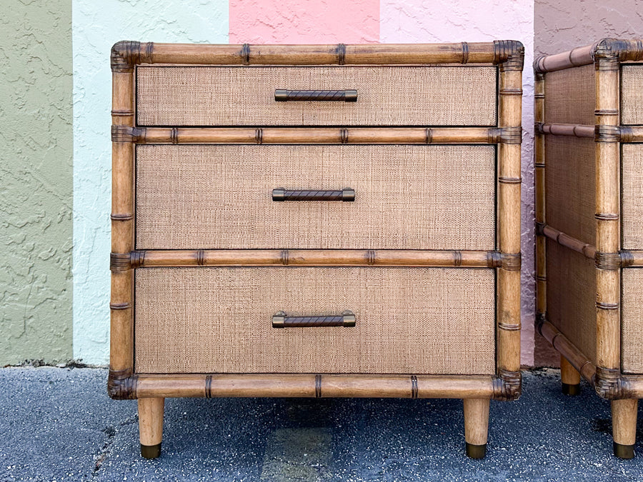 Pair of Modern Oversized Island Chic Nightstands
