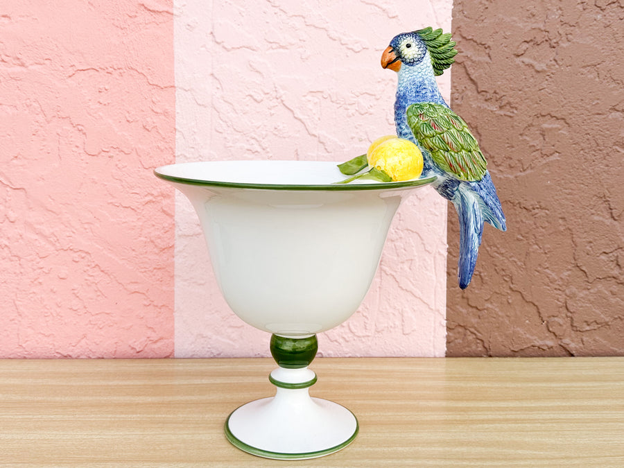 Italian Parrot and Lemon Pedestal Bowl