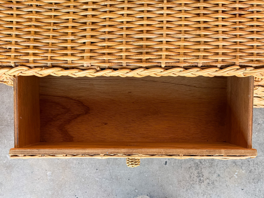 Braided Rattan Wrapped Double Dresser