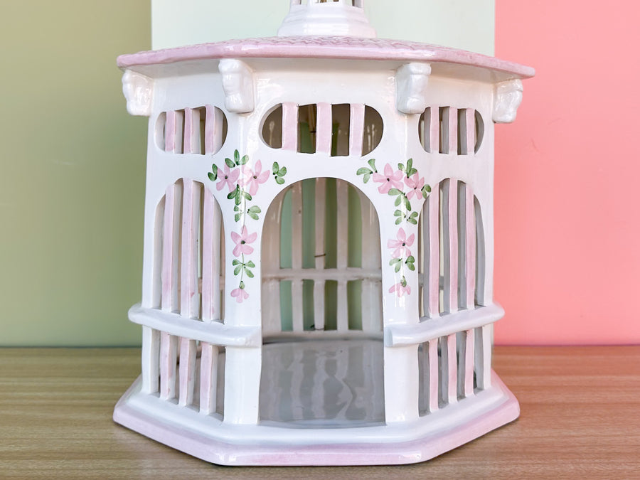 Pink Pagoda Birdcage Lamp