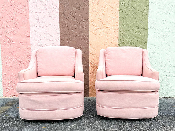 Pair of Pretty Pink Swivel Chairs