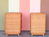 Pair of Coastal Rattan Nightstands