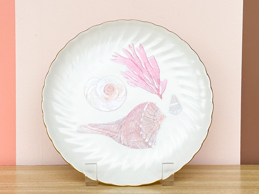 Set of Four Decoupage Shell Plates