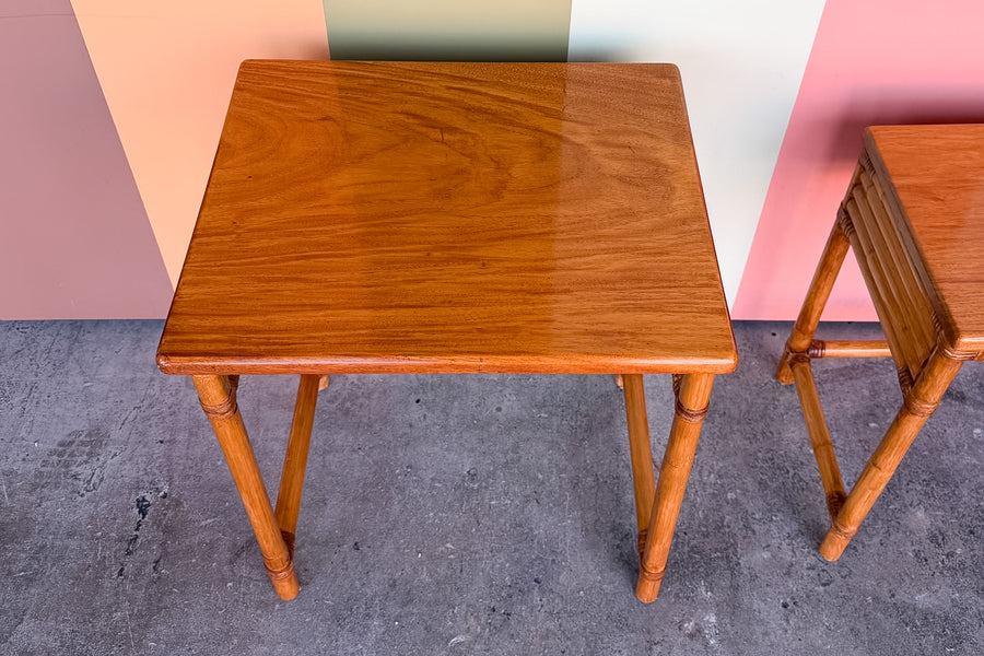 Frankl Style Trio of Rattan Nesting Tables