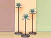 Trio of Palm Tree Candlesticks