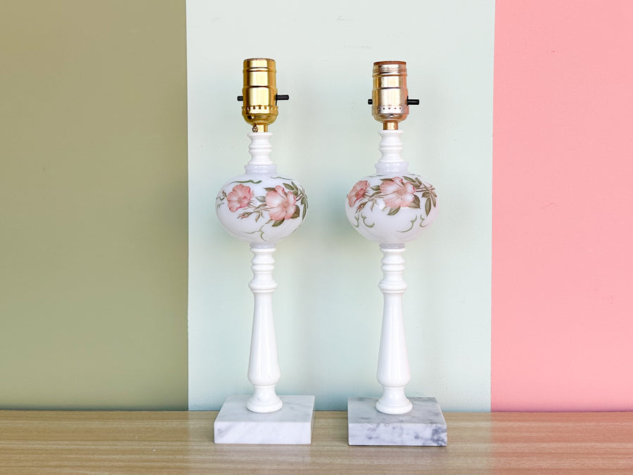 Pair of Small Granny Chic Rose Lamps