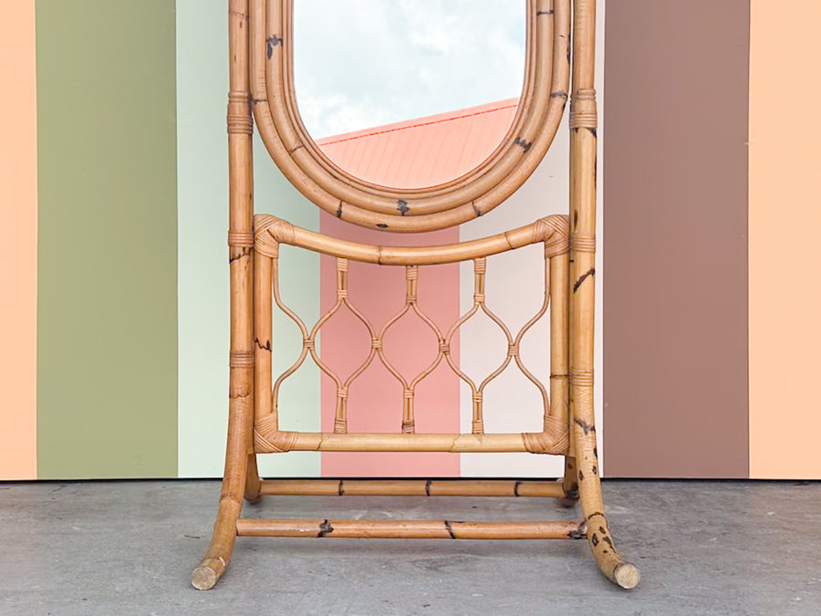 Old Florida Rattan Cheval Mirror