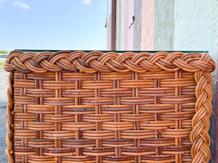 Braided Rattan Wrapped Dresser