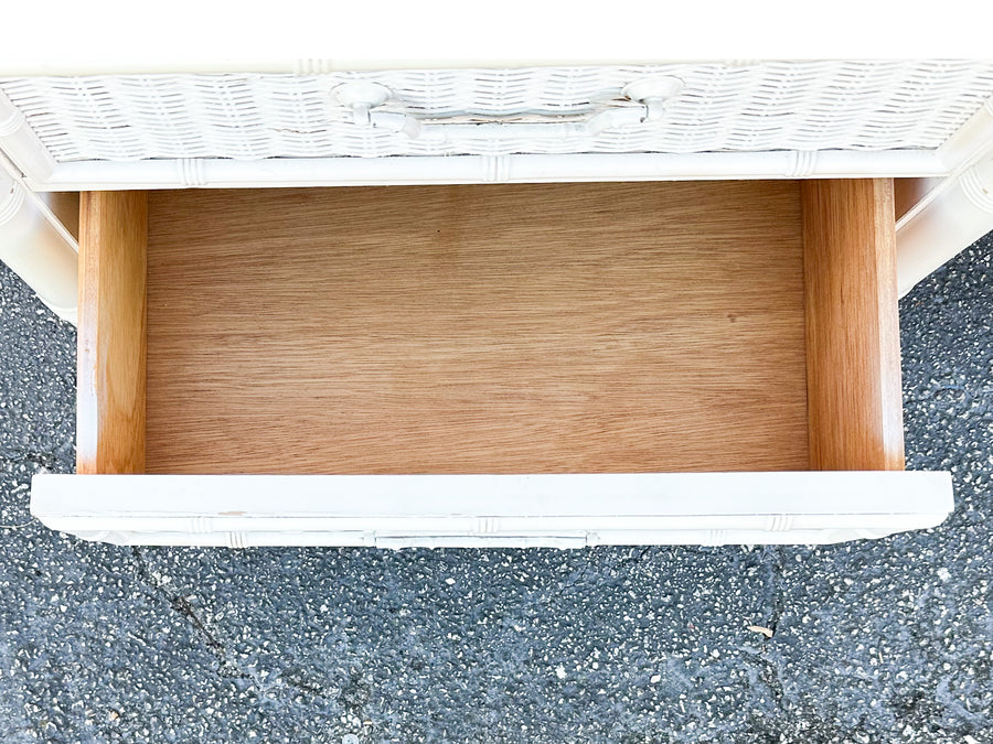 Pair of Faux Bamboo and Rattan Nightstands