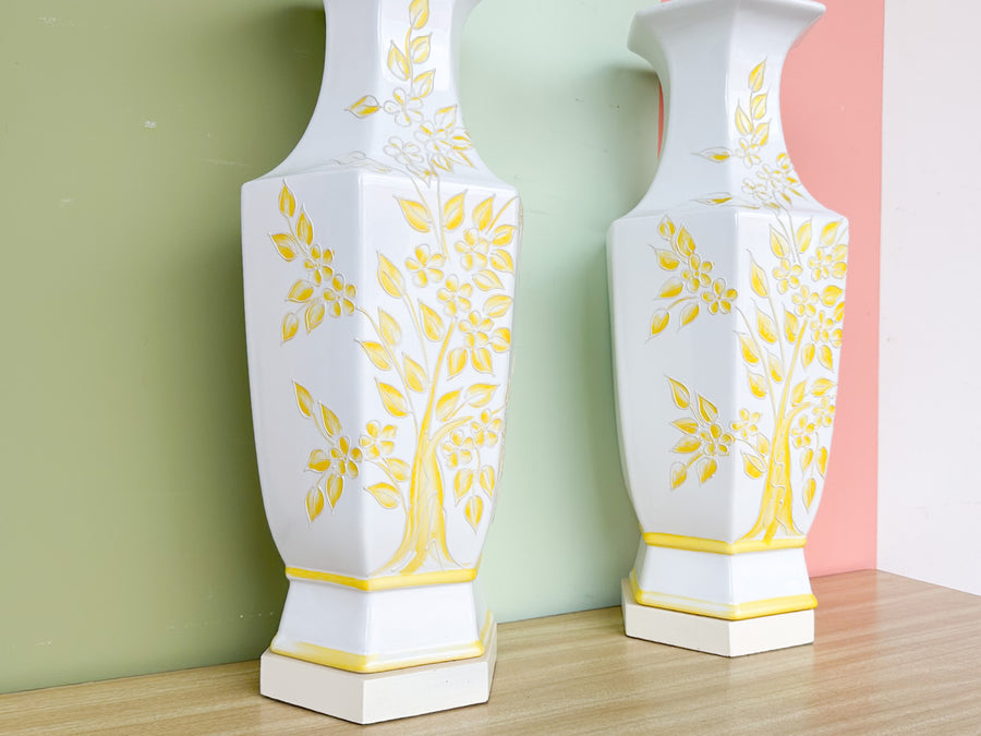 Pair of Floral Yellow Icing Lamps