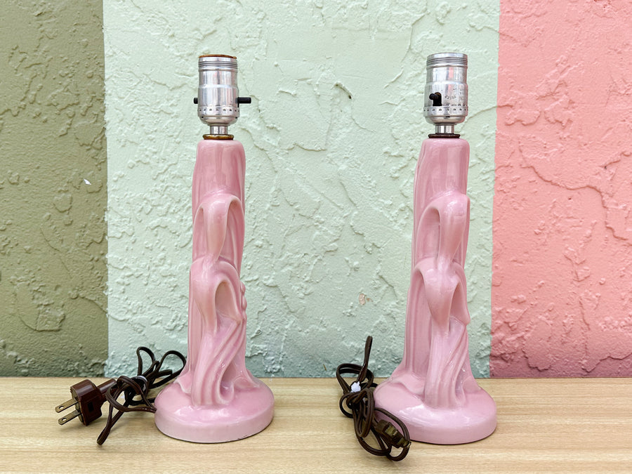 Pair of Pink Chic Art Deco Lamps