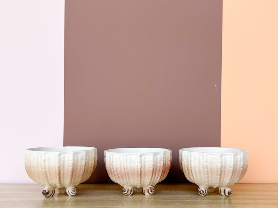 Set of Five Seashell Teacups and Saucers