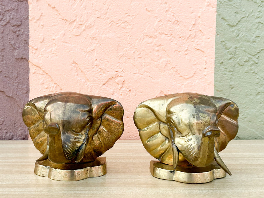 Pair of Brass Elephant Book Ends