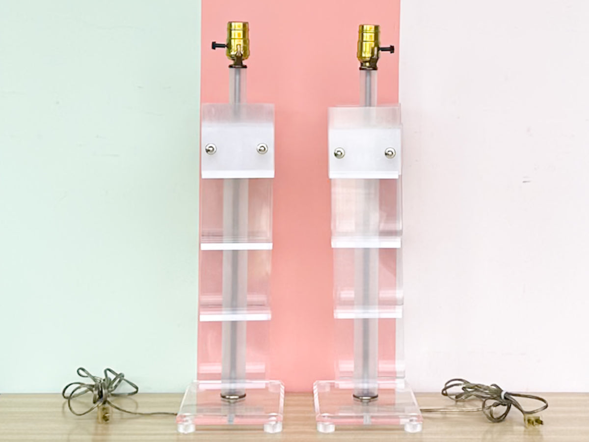 Pair of Fab Large Lucite Lamps