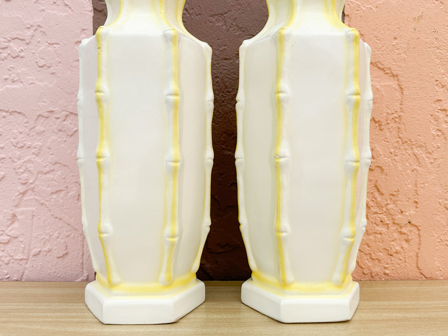 Pair of Palm Beach Faux Bamboo Lamps
