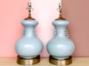 Pair of Sea Blue Crackle Lamps