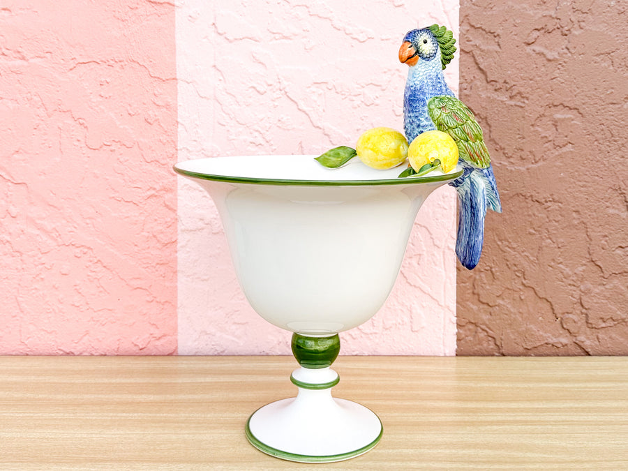 Italian Parrot and Lemon Pedestal Bowl
