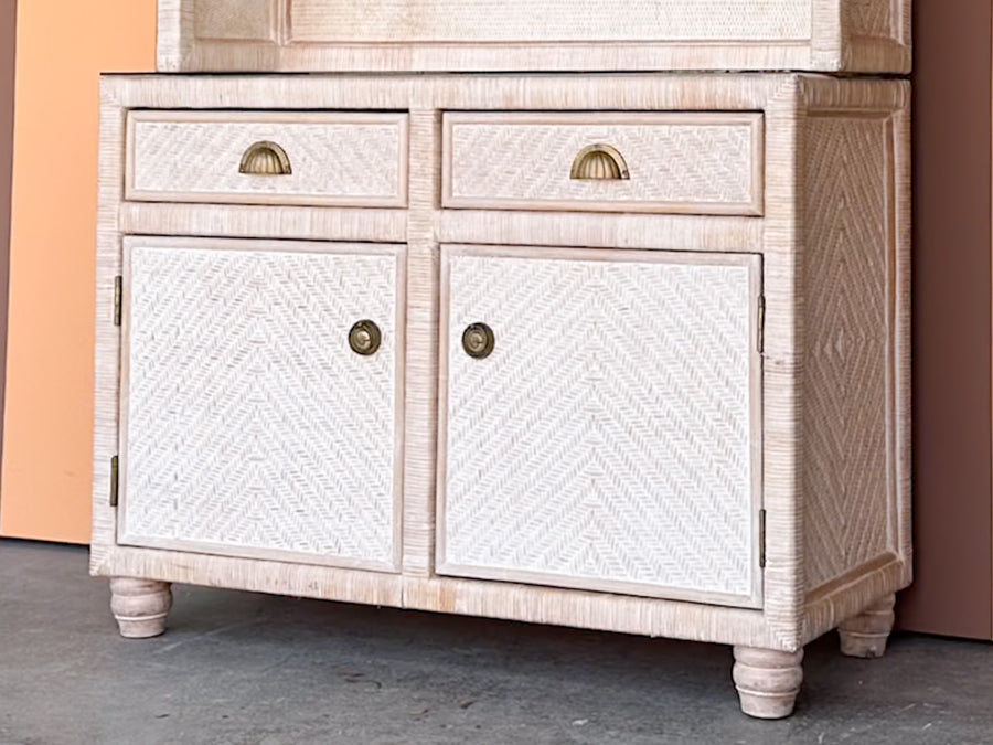 Coastal Rattan Wrapped Hutch