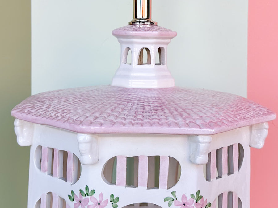 Pink Pagoda Birdcage Lamp