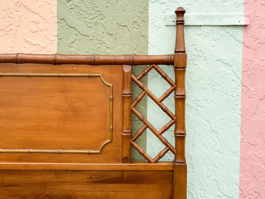 Handsome Faux Bamboo Chippendale Queen Headboard