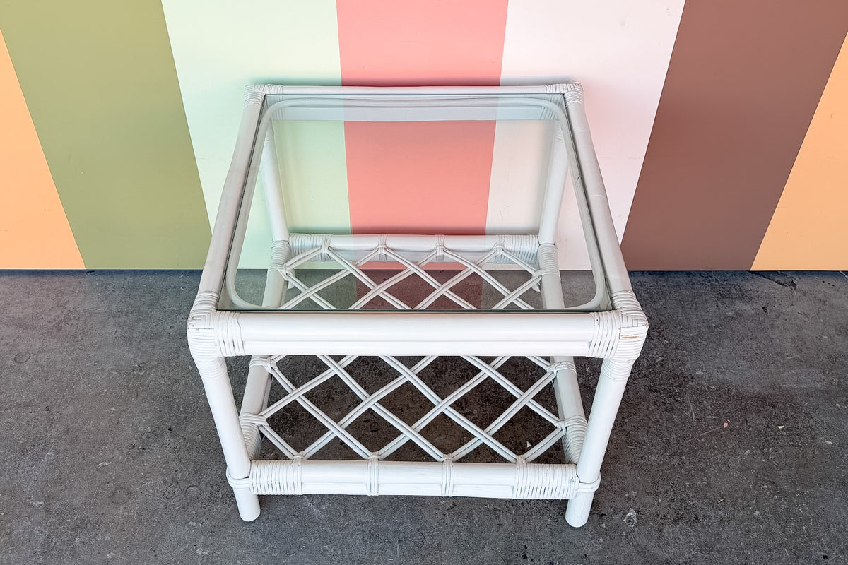 Ficks Reed Rattan Lattice Side Table