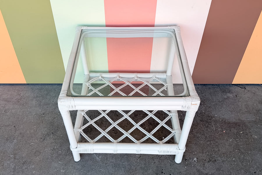 Ficks Reed Rattan Lattice Side Table