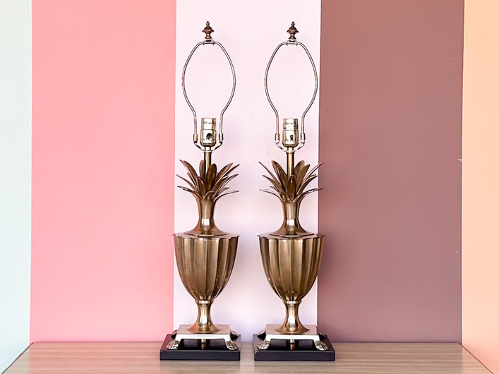 Pair of Frederick Cooper Brass Pineapple Lamps