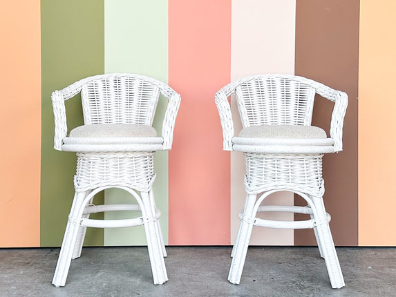 Pair of Sweet Wicker Bar Stools