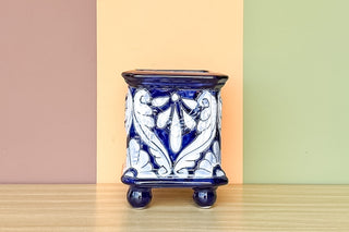 Hand Painted Blue Cachepot