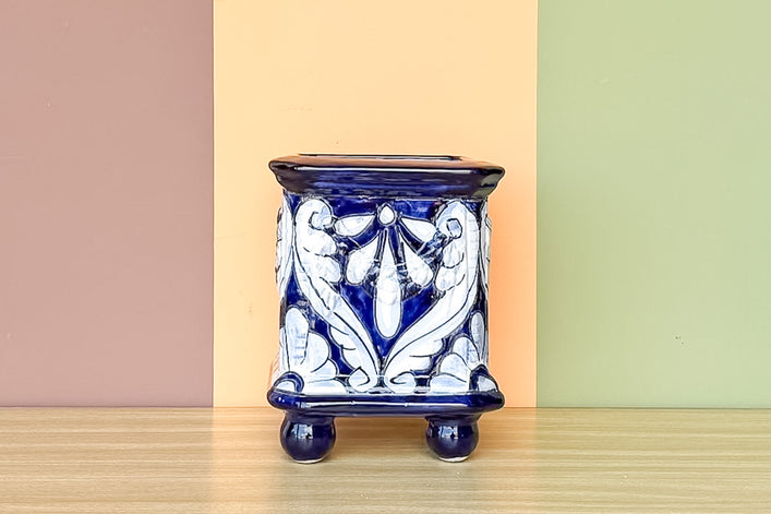 Hand Painted Blue Cachepot