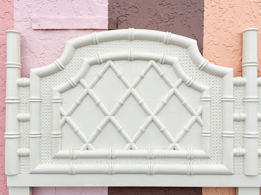 Cane and Faux Bamboo King Headboard