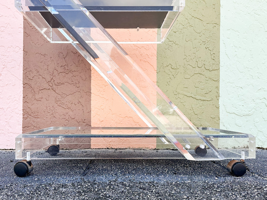 Fab MCM Mirrored Lucite Bar Cart