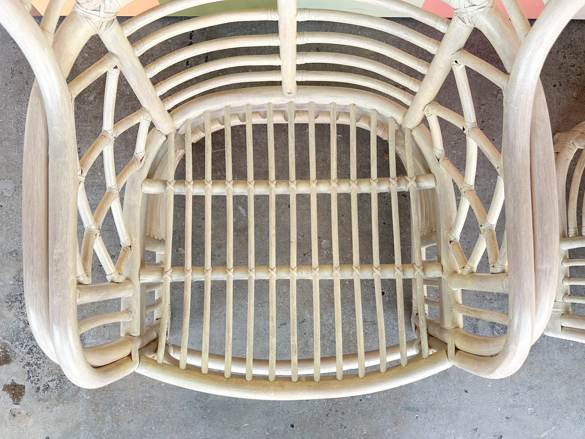Pair of Ficks Reed Rattan Wing Back Chairs