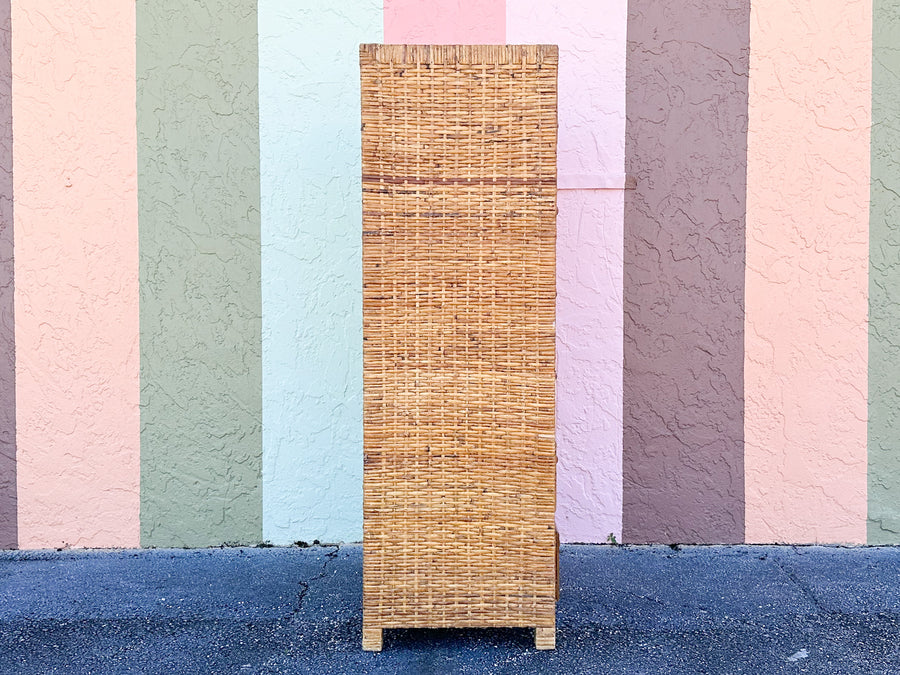 Island Style Rattan Wrapped Tall Chest